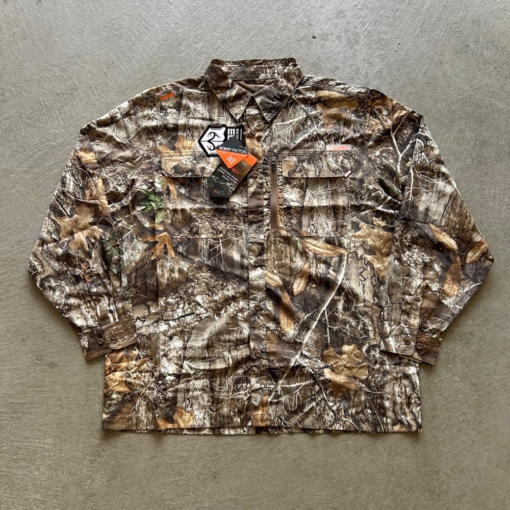 NWT Habit Hatcher Pass Camo Guide Shirt Mens XL Realtree Brown Long Sleeve